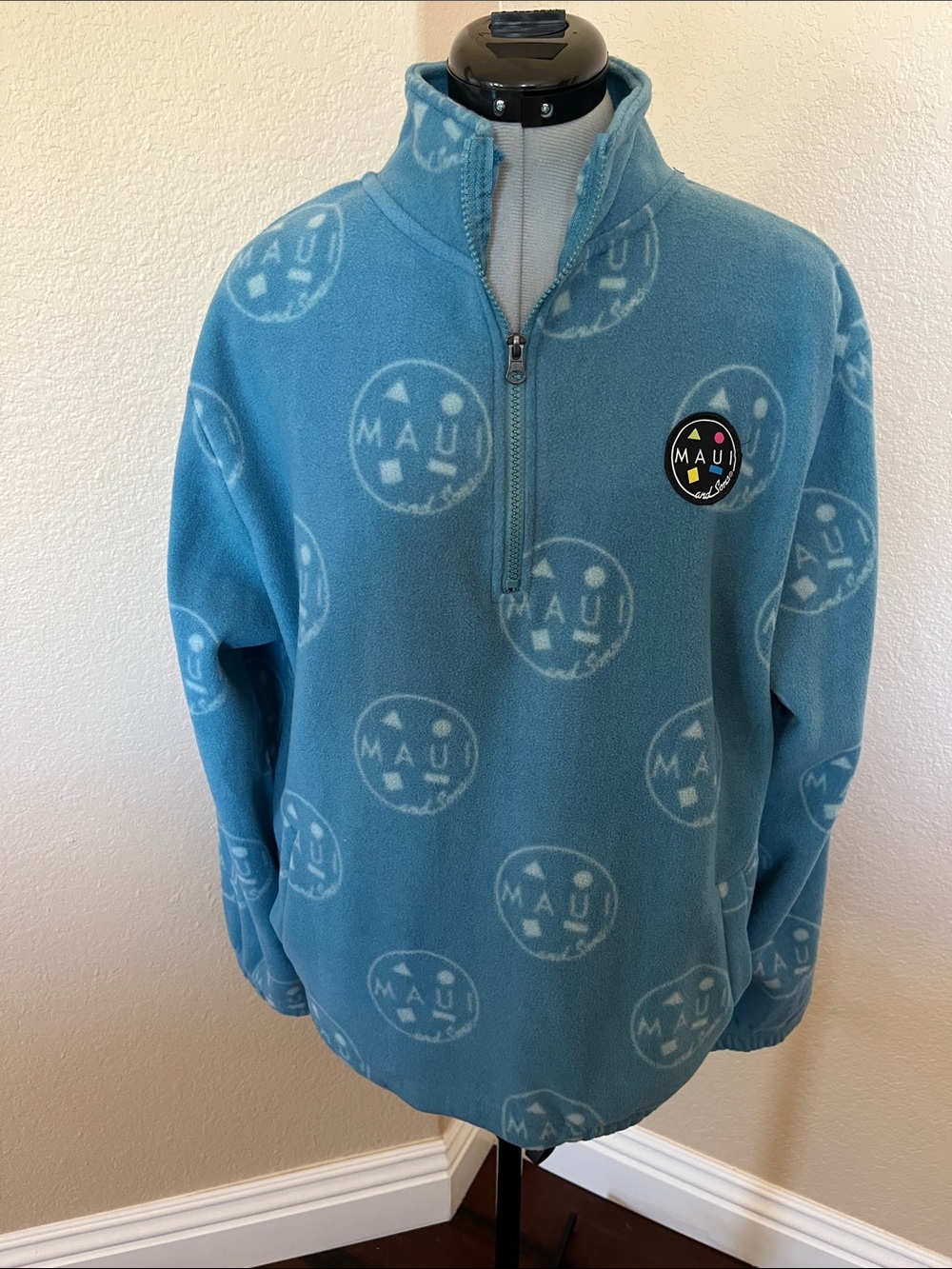 Maui and Sons Blue Half-Zip Logo Fleece Pullover